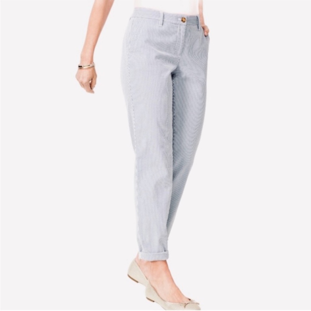 Talbots Blue and White Pinstripe girlfriend chino